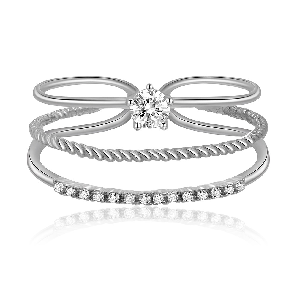 925 Silver Stackable 3 lines Ring